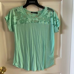 Teal Shirt with Floral Design